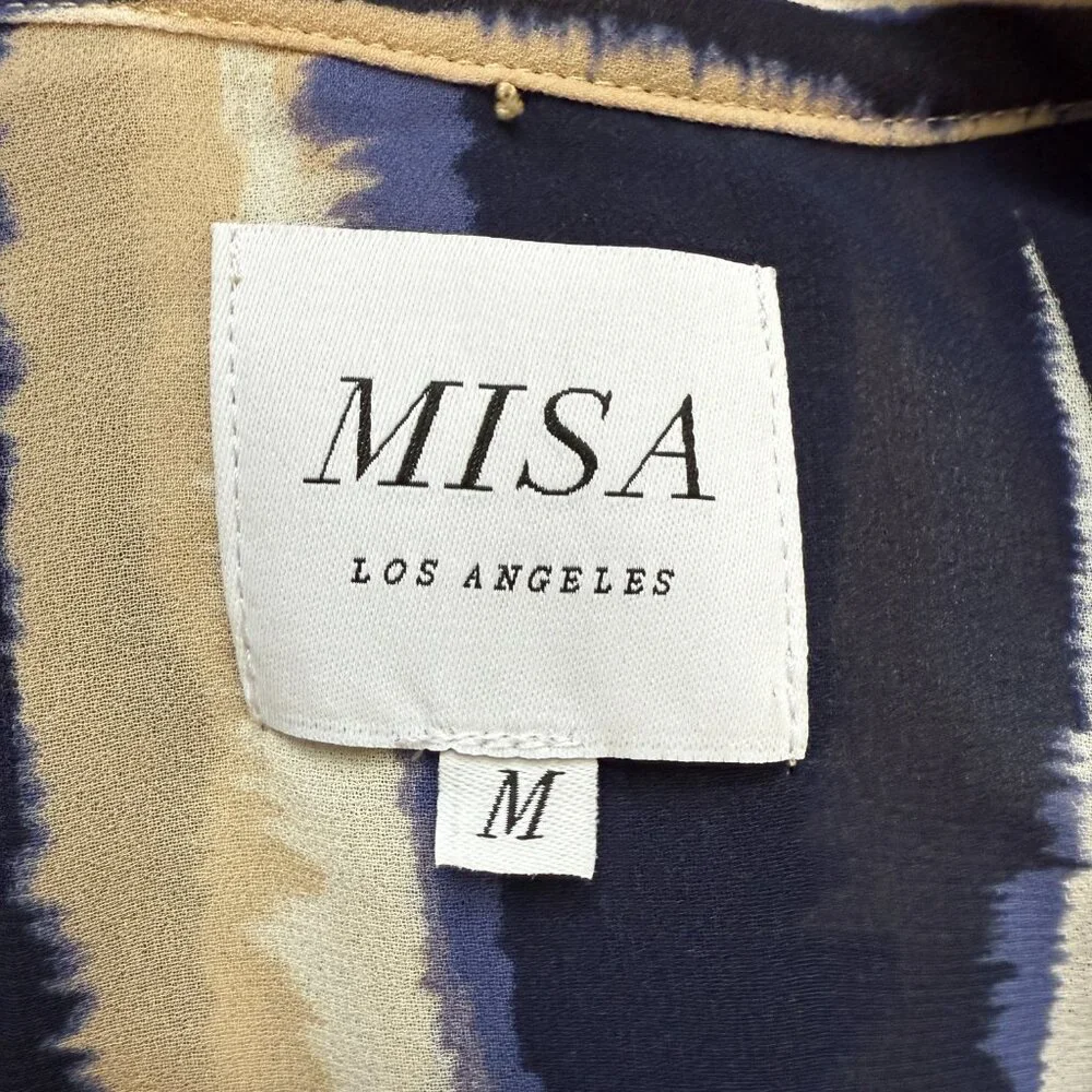 Misa Los Angeles Ulricha Striped Button Up Tiered Maxi Dress Women's Medium Blue - Picture 14 of 16